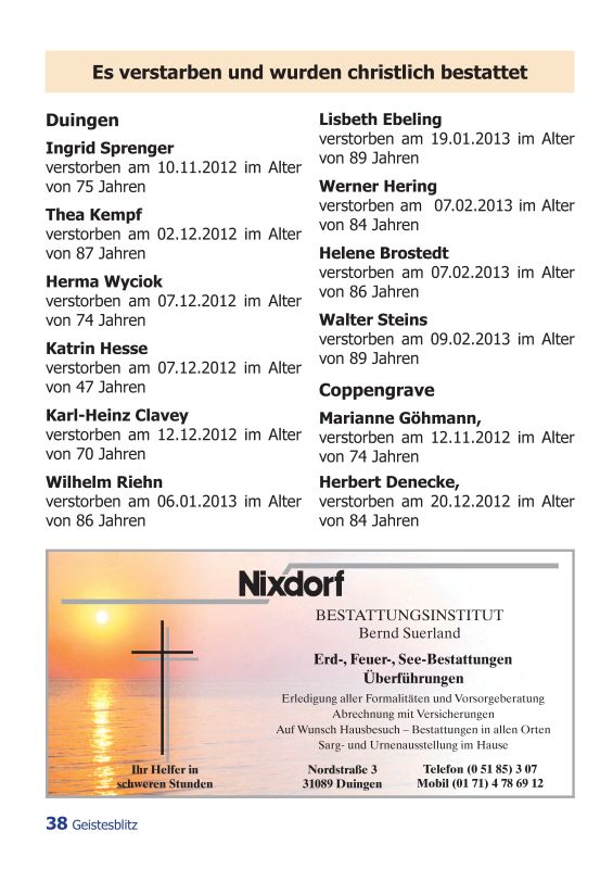 Gemeindebrief März - Mai 2013