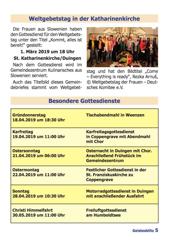 Gemeindebrief März 2019 - Mai 2019