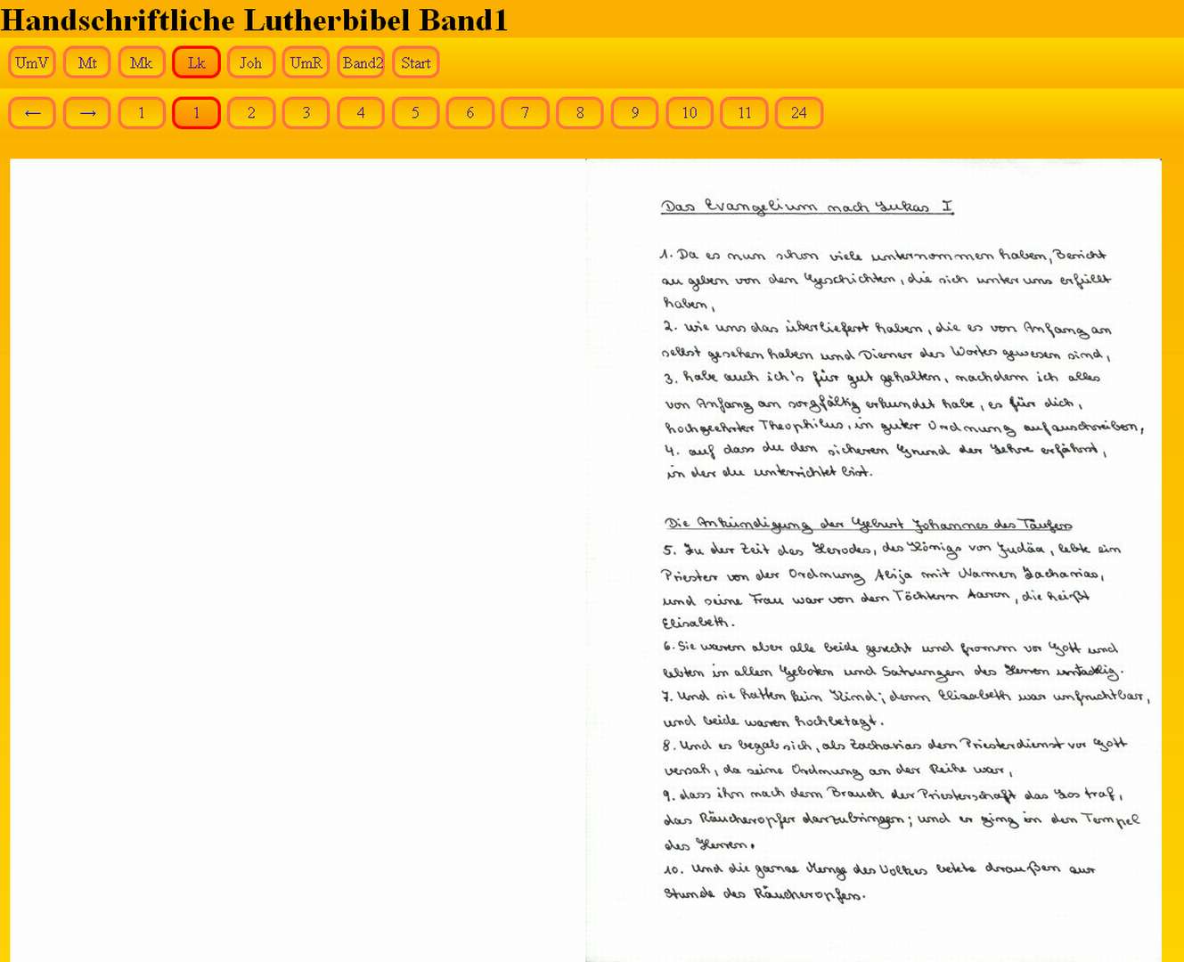 Handschriftliche Lutherbibel - Lukas - wird Online gestellt