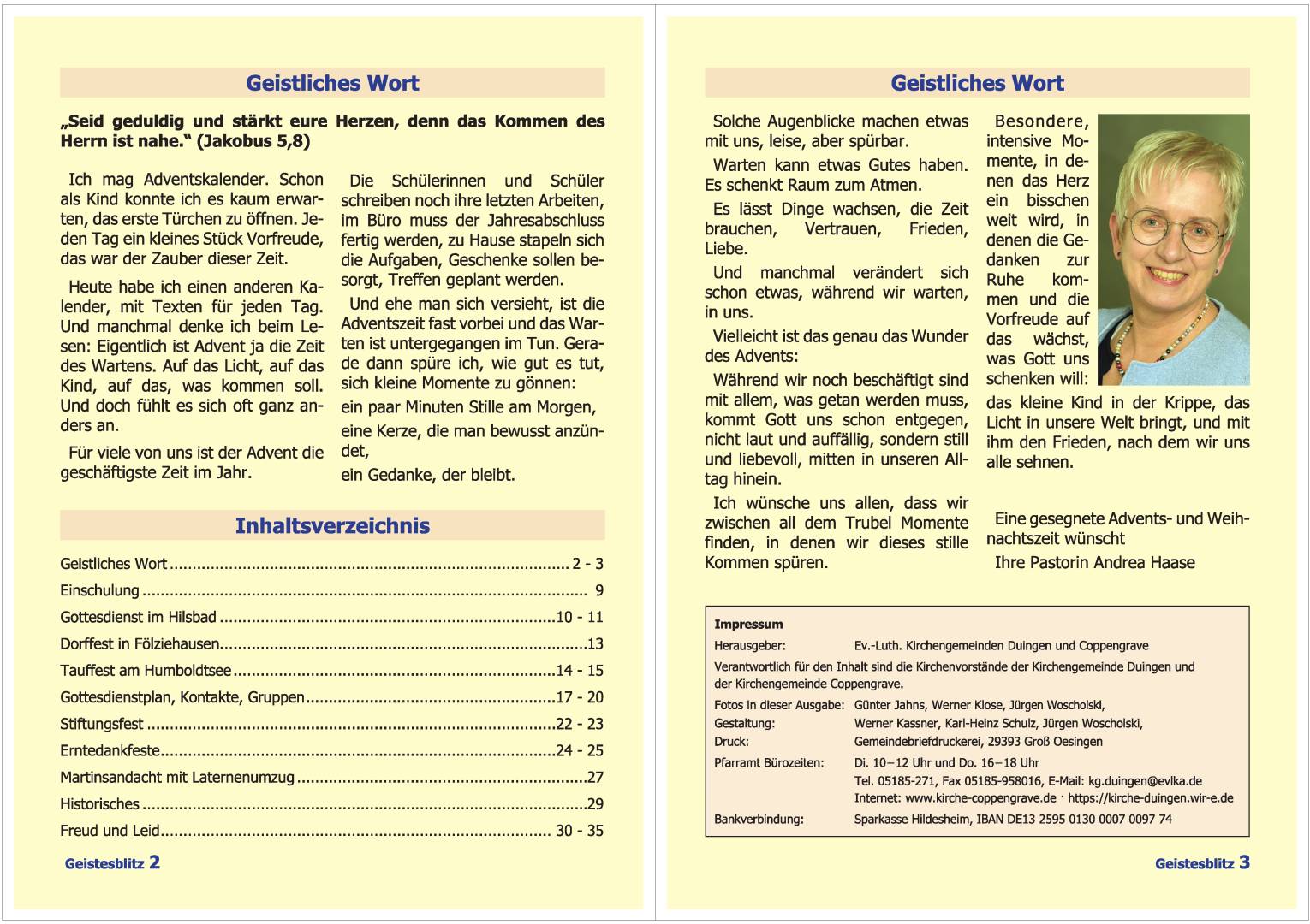 Gemeindebrief für die Monate Dezember 2025 - Februar 2026