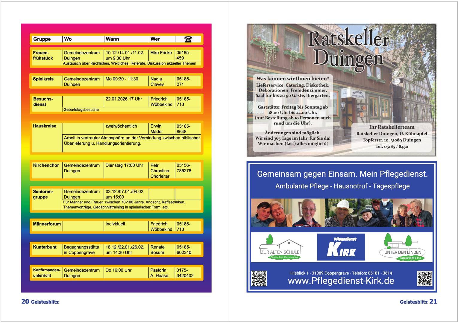 Gemeindebrief für die Monate Dezember 2025 - Februar 2026