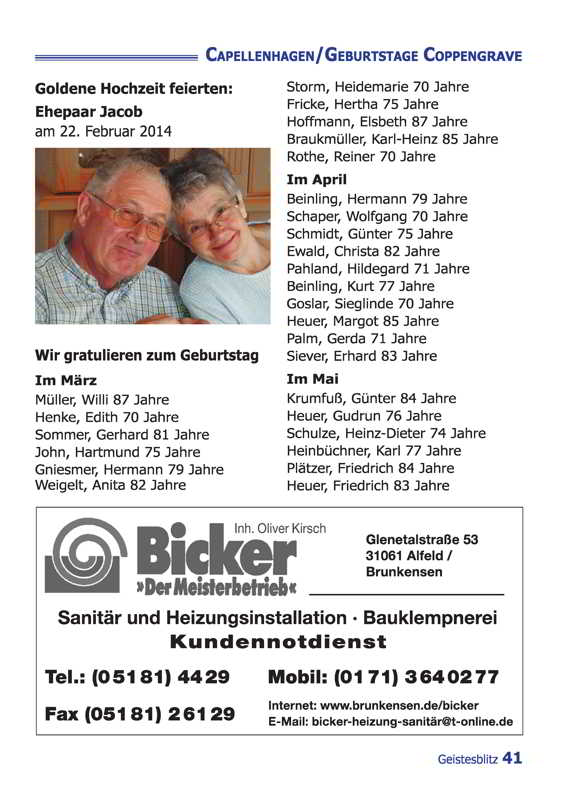 Gemeindebrief März - Mai 2014