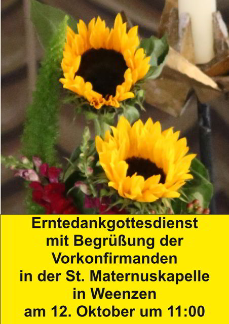 Erntedankgottesdienst mit Begrüßung der Vorkonfirmanden in Weenzen am 12.10.2014