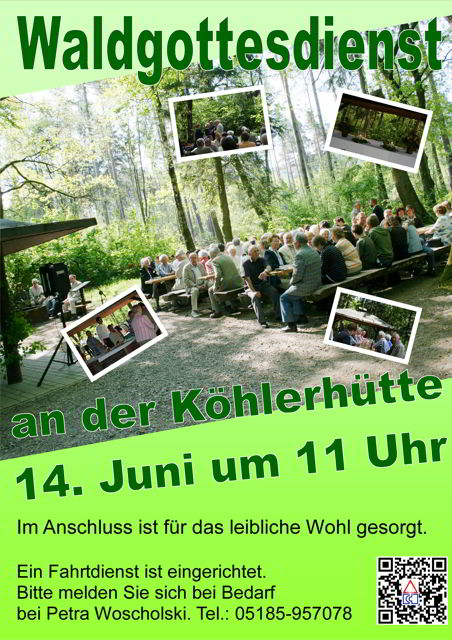 Einladung zum Waldgottesdienst an der Köhlerhütte am 14. Juni