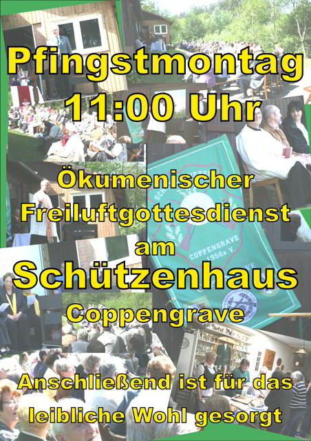 Einladung Ökumenischer Gottesdienst am Schützenhaus in Coppengrave am Pfingstmontag um 11:00 Uhr