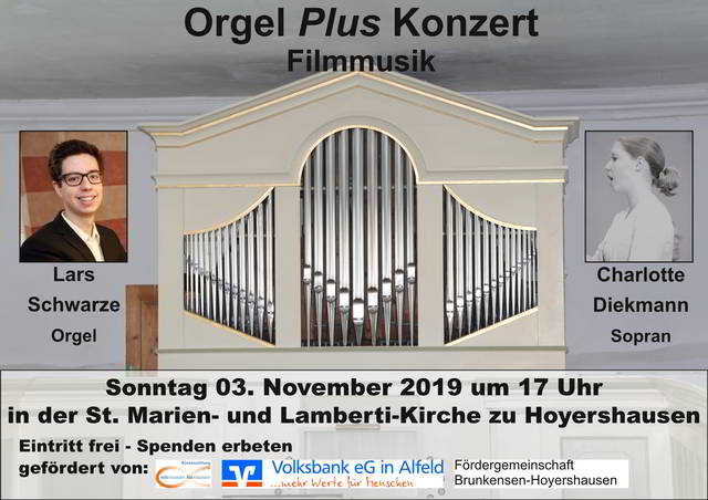 Orgel <i>Plus</i> Konzert am 3.11.2019 um 17 Uhr