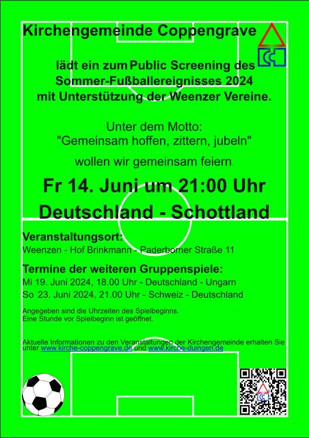 Morgen startet das Public Screening des Sommer-Fußballereignisses in Weenzen