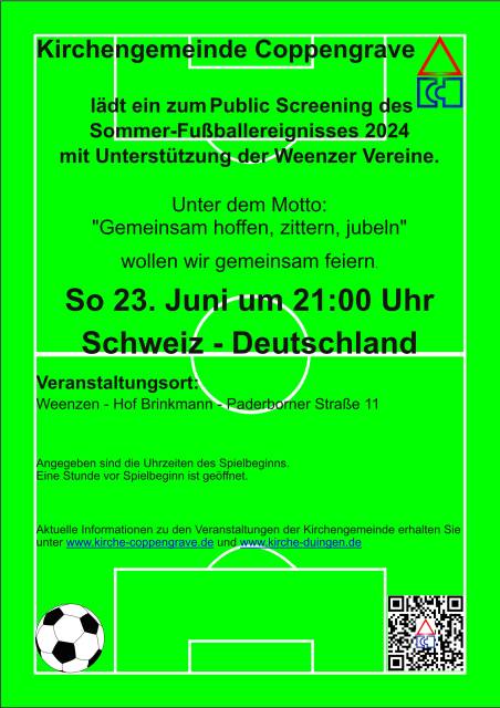 Letztes Gruppenspiel am Sonntag um 21:00 Uhr: Schweiz - Deutschland