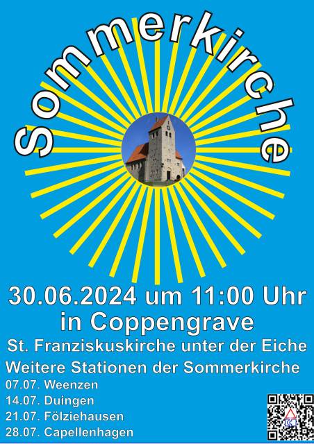Morgen: Start der Sommerkirche in Coppengrave unter der Eiche