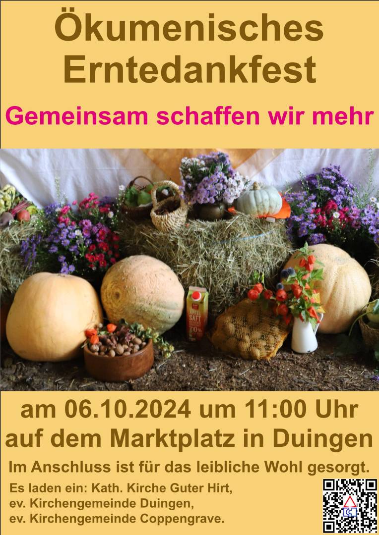 Einladung zum Ökumenischen Erntedankfest auf dem Marktplatz