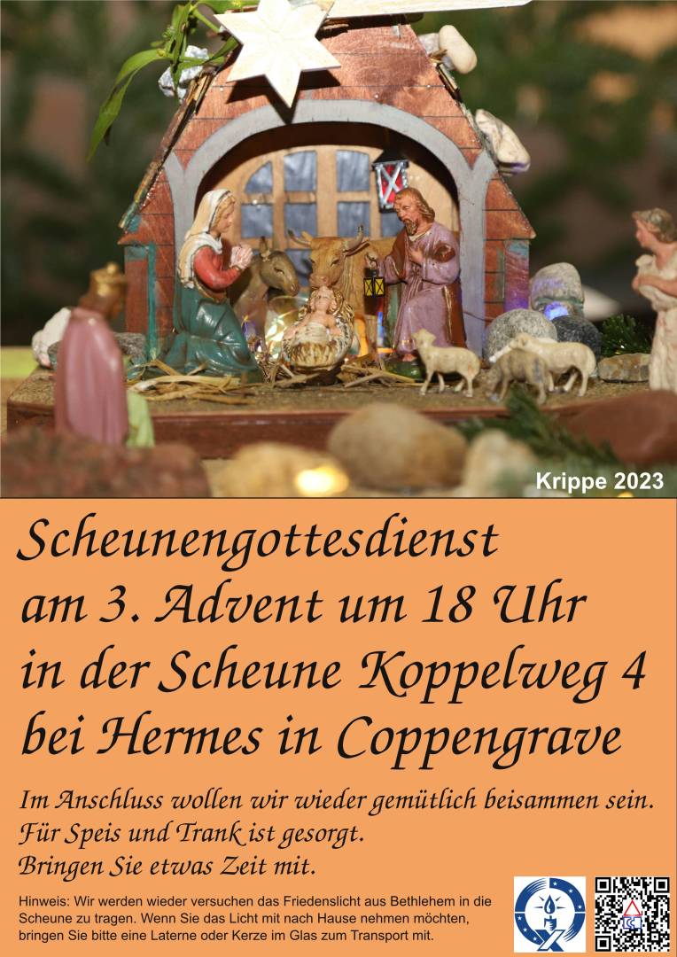 Ankündigung Scheunengottesdienst am 3. Advent