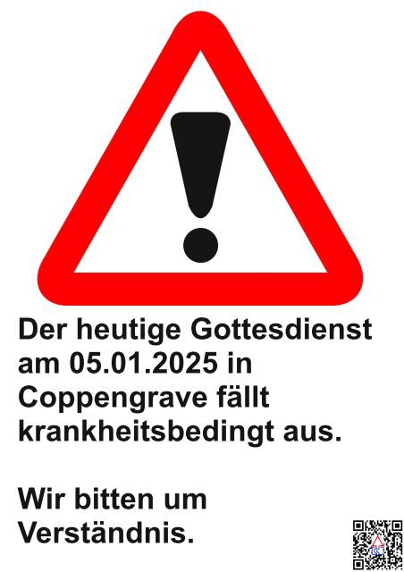 Gottesdienst am 5.1.2025 fällt aus