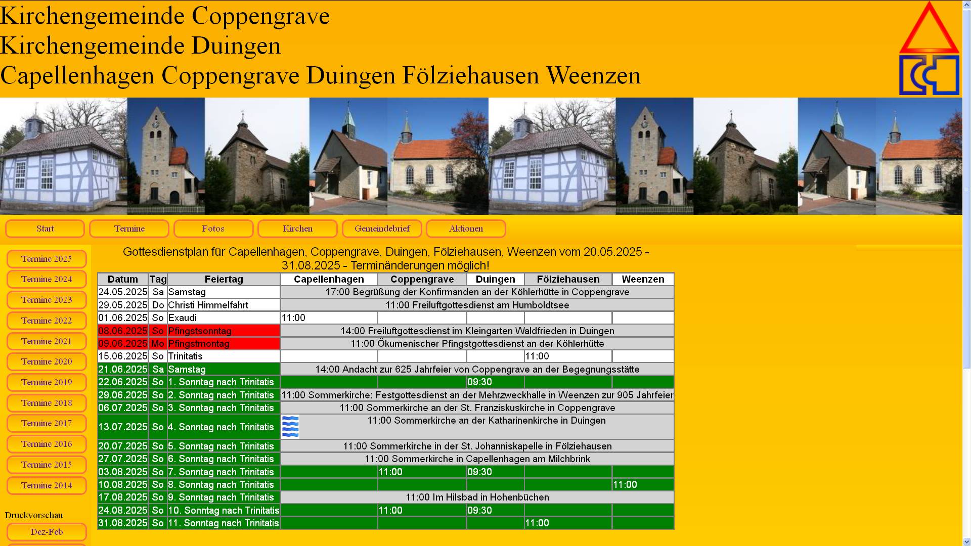 Aktualisierter Terminplan bis Ende August 2025