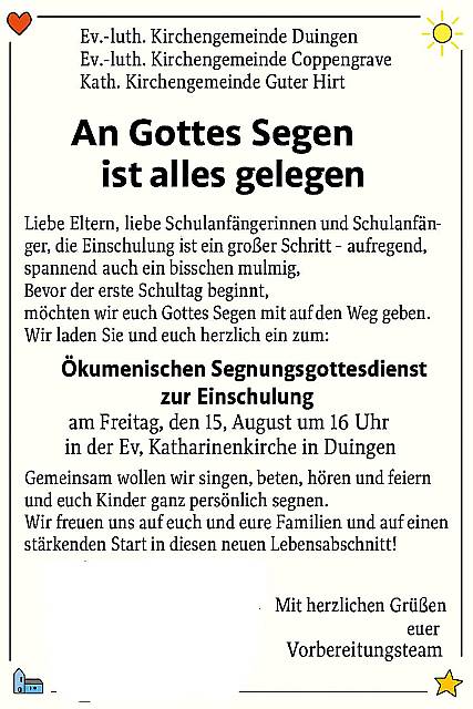Einschulungsgottesdienst