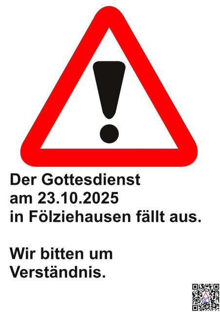 Gottesdienst am 26.10.2025 in Fölziehausen fällt aus
