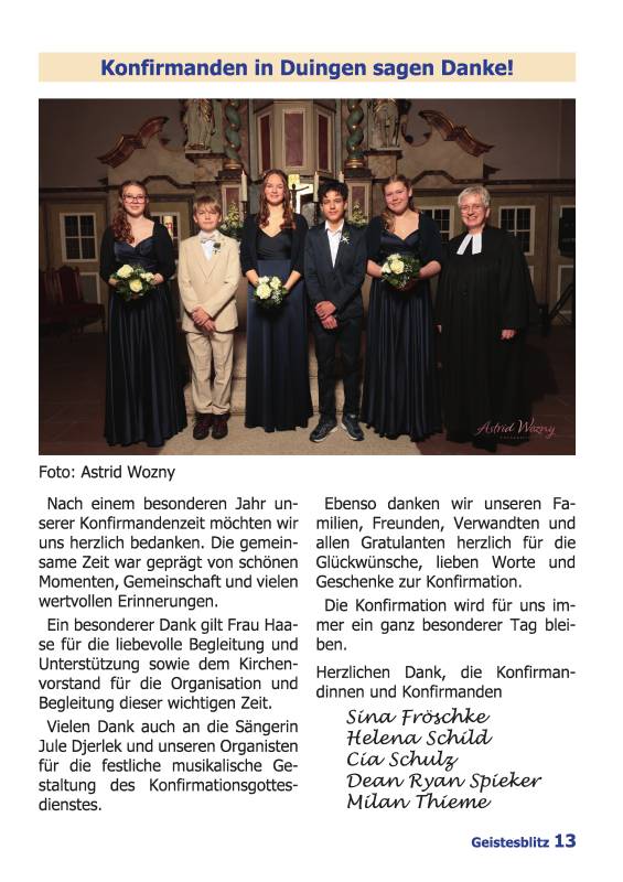 Gemeindebrief Juni - August 2026