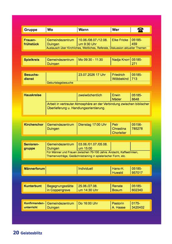 Gemeindebrief Juni - August 2026