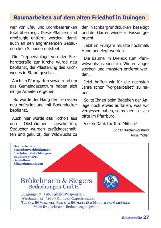 Gemeindebrief Juni - August 2026