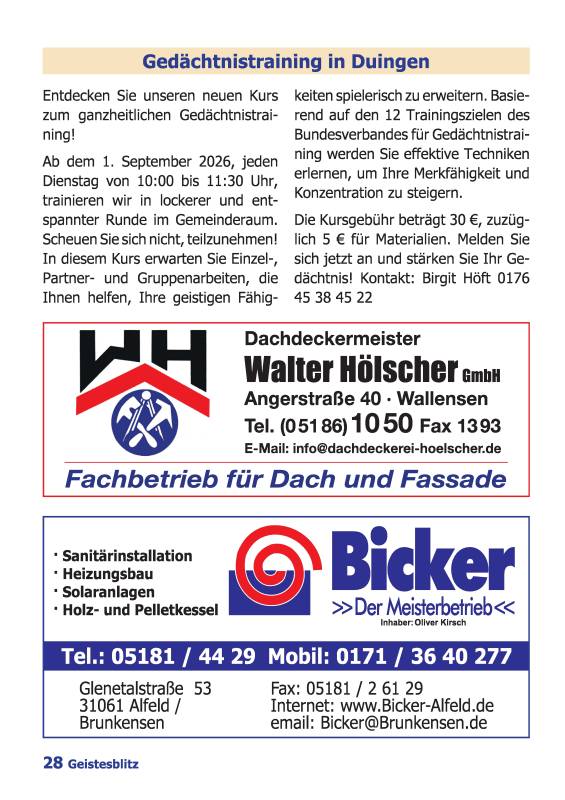 Gemeindebrief Juni - August 2026
