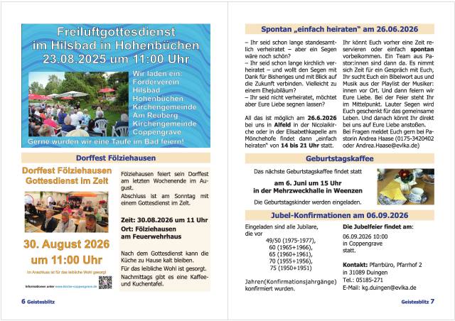 Gemeindebrief September 2026 - November 2026
