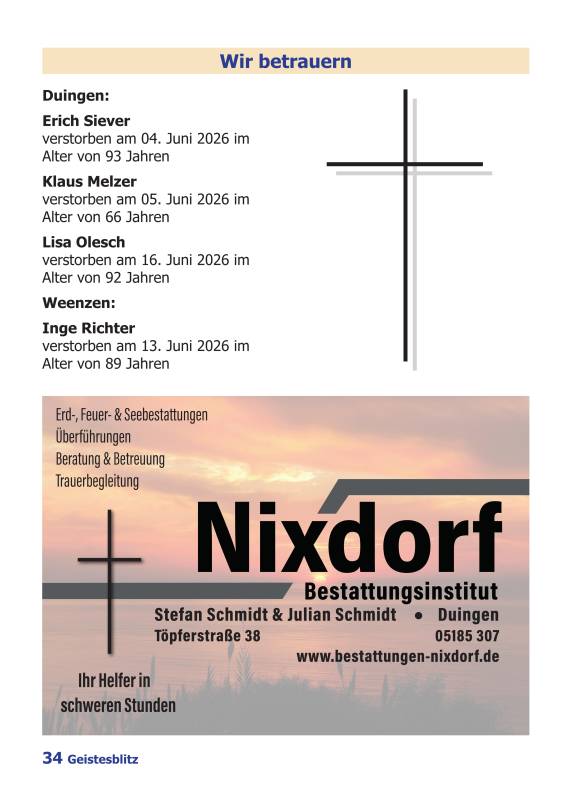 Gemeindebrief September 2026 - November 2026