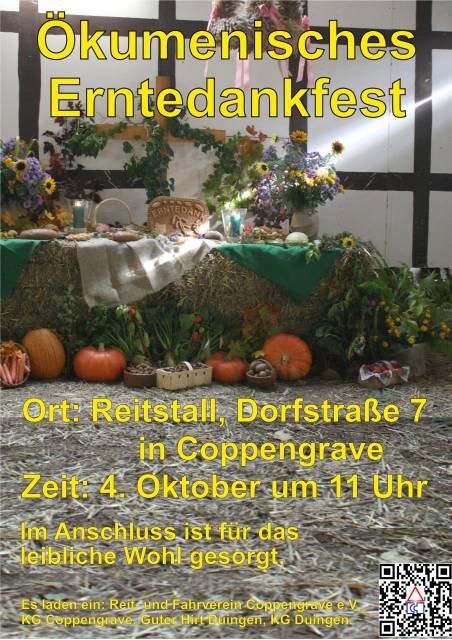Einladung zum Erntedankfest in den Reitstall Coppengrave